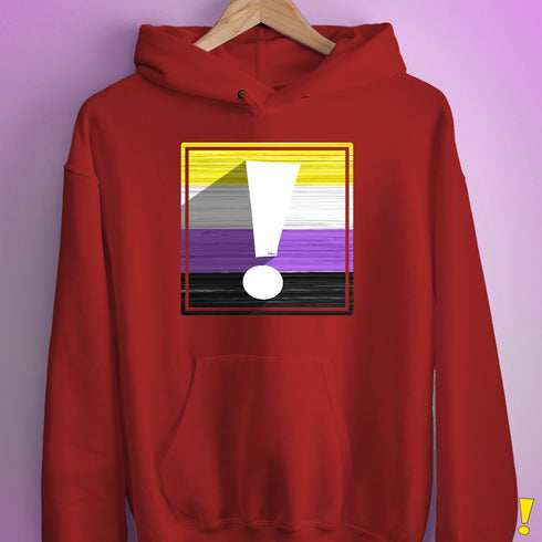 Nonbinary Pride Flag Exclamation Point Hoodie